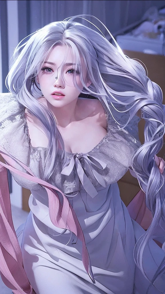 (RAW photo, best quality), (realistic, photo-realistic:1.3), masterpiece, an extremely delicate and beautiful, extremely detailed, CG, unity , 2k wallpaper, Amazing, finely detail, light smile, extremely detailed CG unity 8k wallpaper, huge filesize, ultra-detailed, highres, absurdres, soft light, (((medium hair:1.3), short bang, pink hair, floating hair novafrogstyle)), beautiful detailed girl, detailed fingers, extremely detailed eyes and face, beautiful detailed nose, beautiful detailed eyes, long eyelashes, light on face, looking at viewer, (closed mouth:1.2), 1girl, cute, young, mature face, (full body:1.3), ((small breasts)), realistic face, realistic body, beautiful detailed thigh, (ulzzang-6500-v1.1:0.8), business suit, cross-laced clothes, collared shirt, open clothes, in office, detailed office, open cardigan, black thighhighs, miniskirt, black underwear, unbuttoned shirt,