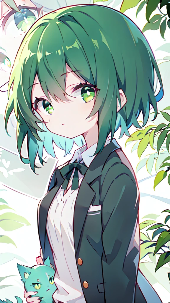 Bob、Green Hair、wearing a blazer、Injured、Cat Eyes、black eye