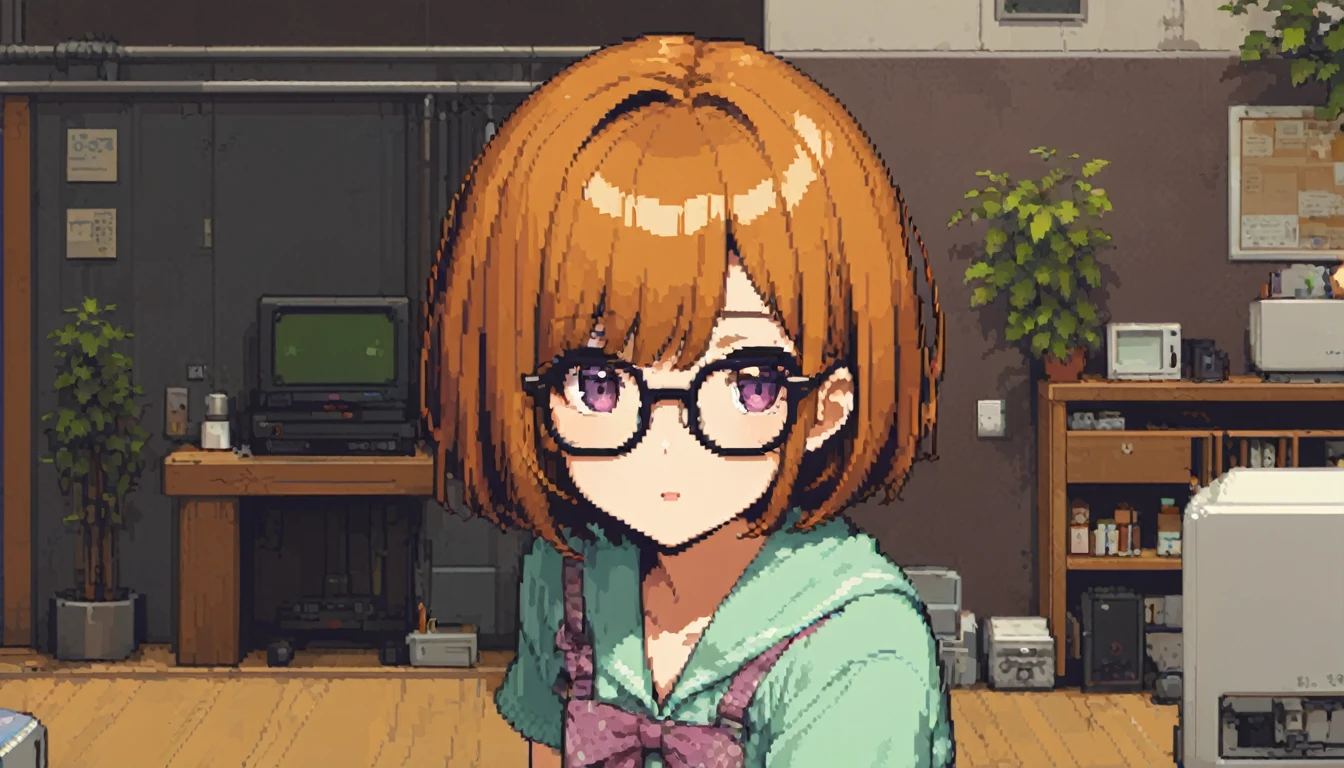 (8bit)、Chibikawa、beautiful girl、Glasses、Short Hair