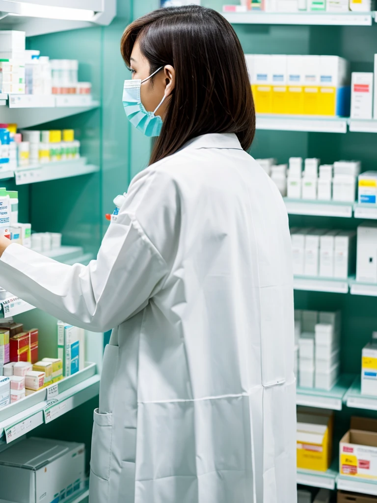 (Highest quality), (masterpiece), pharmacist, Dispensing, look back,