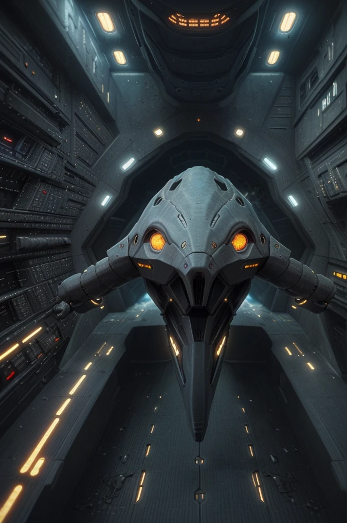 half-profile image Stingray spaceship Biomechanical technology, photorealistic image, geometricize the solid, Moder geometry Technology of the future Fantasy city,geometricize the solid, black polished armor, looks like a dragonfly and a stingray, looks like Limulus Polyphemus, slightly geometric shapes looks like a space shuttle Stingray spaceship Flying in the sky, visible pilot's cockpit, Mechanical city destroyed by war, smoke can be seen, smoke clouds, colors as in paintings , Cyberpunk, Starship, Interstellar, Alien, Mechanical NURBS SURFACE spaceship, science-fiction horror, intricate details, high contrast, inspire h. R. Giger, a ship resembling mites, has elements inspired by Limulus polyphemus, modified Limulus polyphemus . Photorealistic render Octane apply an HDR color map add some color add plasma thrusters