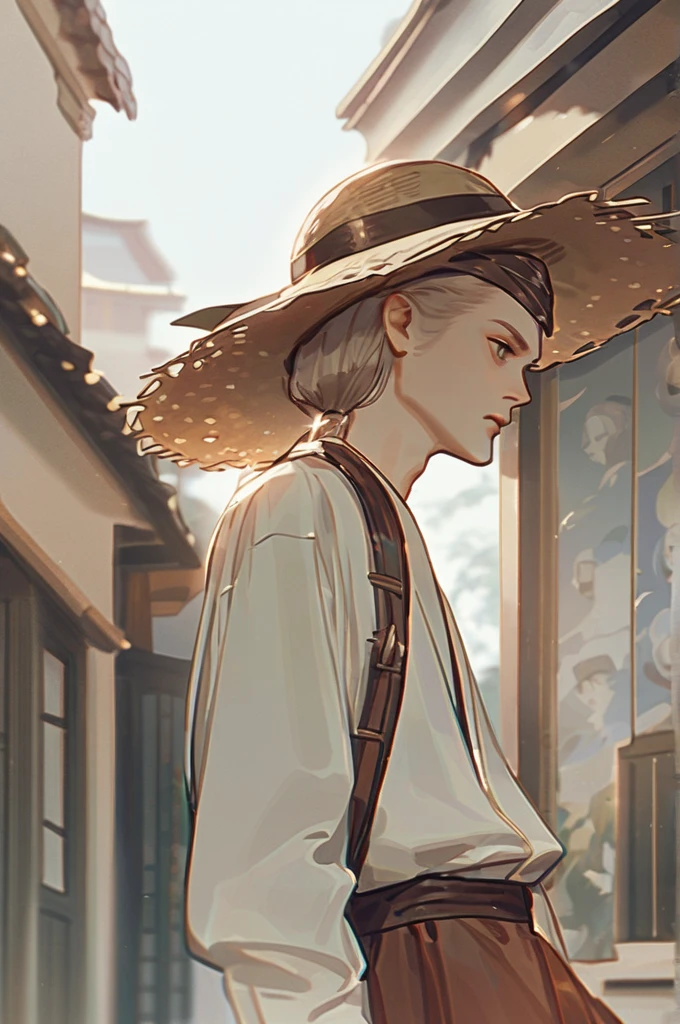 ((Лучшее качество)), ((шедевр)), (подробный), Ronin in a straw hat