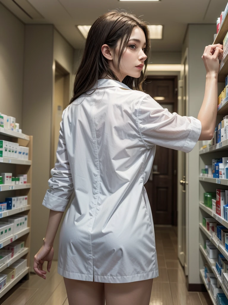 (Highest quality), (masterpiece), pharmacist, Dispensing, look back,