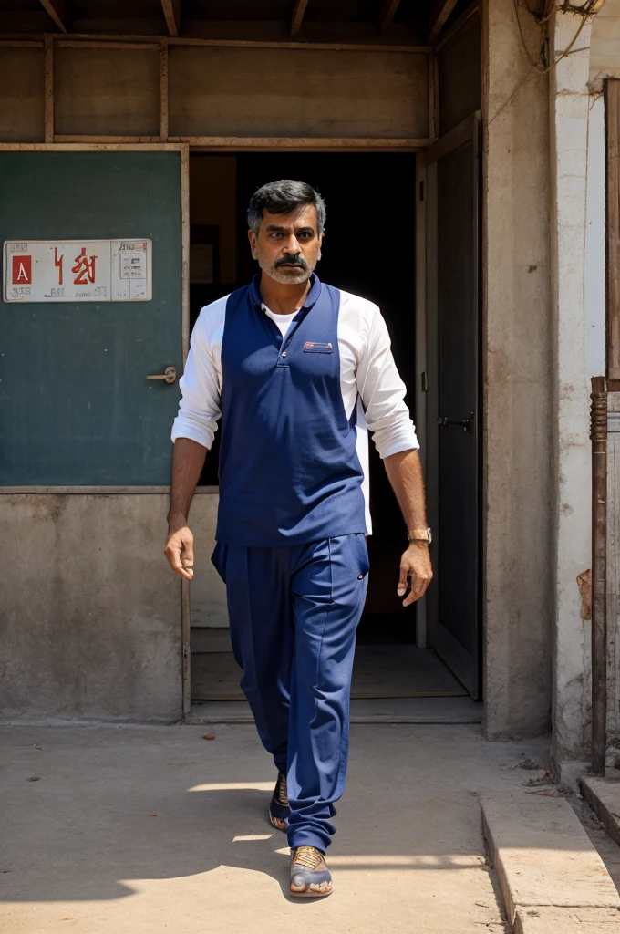 Raju, with a determined look, walking towards the stranger to ask about the box