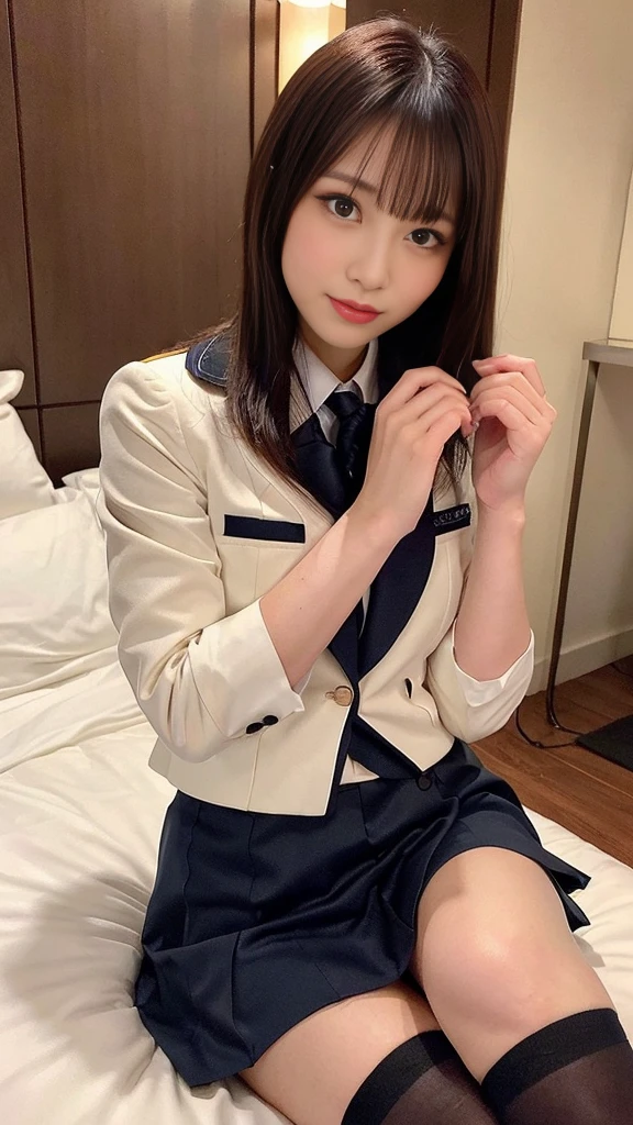One Woman、((Standing wearing a blazer and miniskirt school uniform))、Primary school students,((small breasts)),Highest quality、Very delicate and beautiful、((Very short bangs))、((Bangs))、明るいつやのある茶色の髪のHighest quality、Very delicate and beautiful、((Very short bangs))、((blunt bangs))、Light shiny brown hair、The hair is light、((Short Bob))、Cute face、Young face、Cute like an idol、Are thin、Slim figure、slender、Short、 body type、((Large bathroom at home))、Shooting from the side、、The best smile、profile、
