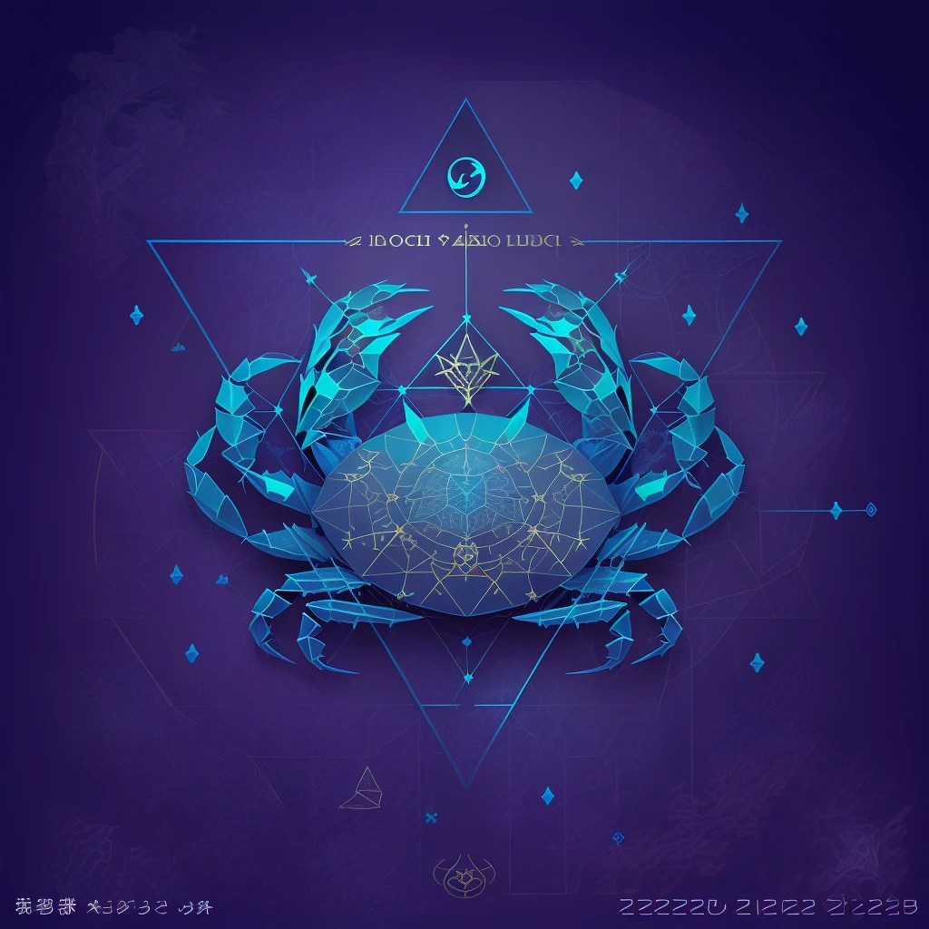 zodiac sign of cancer on a blue background with a triangle, zodiac libra sign, zodiac sign, libra symbol, zodiac signs, crab, mystic illustration, unknown zodiac sign, libra, geometry and astrology, taurus zodiac sign symbol, pisces, crabcore, low poly vector illustration, jewel, crustacean, sapphire, sea creature, queen of the sea mu yanling