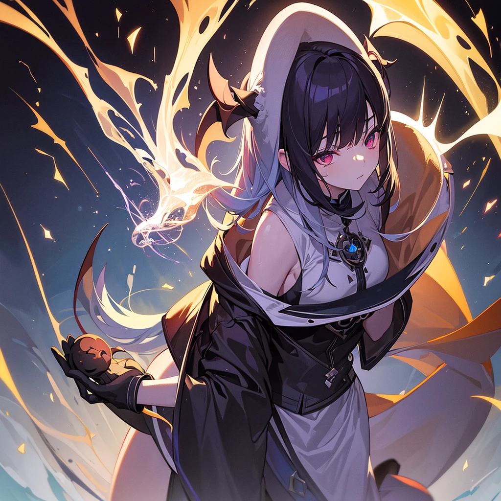 Death reaper seal, Shiki Fuujin portrait, Masterpiece, professional, romantic, dreamy,  surrealism, natural lighting, HD, 64K, dark background. , unreal engine,  This breathtaking art piece  transports viewers to the very edge of the universe, The use of contrasting colors, creates an otherworldly ambiance. Gleaming reflections, wisps of stardust, and ethereal light beams add a touch of magic, evoking a sense of wonder and curiosity about these enigmatic droids and the void they inhabit.