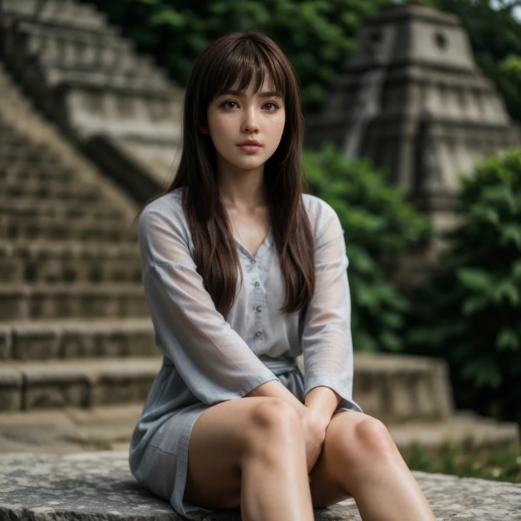 Kasumi, brown eyes, (best quality, ultra-detailed), (realistic:1.37), beautiful and detailed face, ultra-realistic texture, delicate face, delicate body, red lipstick, bright colors. High definition, 8K,