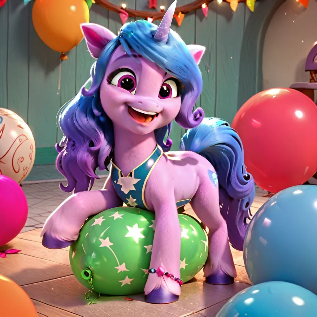 score_9, score_8_up, score_7_up, score_6_up, score_5_up, score_4_up, 
female, Izzy Moonbow, solo, looner, nonpop, balloon nonpop, detailed background, party, selfie, fanservice, plot, balloon fetish, balloon support, 3d, hd, 4k, solo,
safe, rating safe,
spread legs, plot, blowing up balloons, balloon blowing, wide hips, arched back, overinflated balloon, tight balloon, necked balloon, translucent balloon, white star print on balloon, balloon inflation, bouncing, squeaking, noisy, loud,
My Little Pony: Make Your Mark, My Little Pony: A New Generation, cinematic, dynamic angle, depth of field, bloom, subsurface scattering