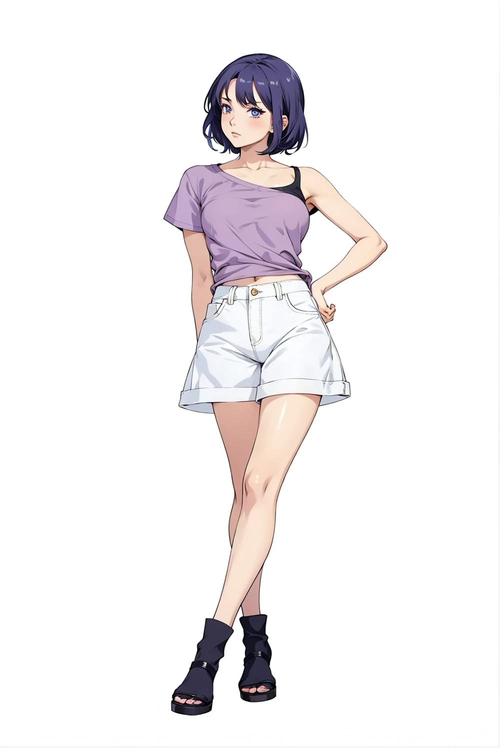 anime girl, make her wearing sandals