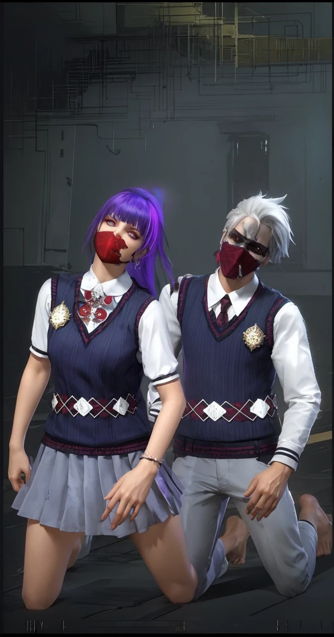 there are two people , free fire , gothic romance, gothic harts, , secondlife, dark roma nce, gothic horror vibes, gothic!!, darkwave goth aest hetic, dark and gothic, second life avatar, , dar k!!!, creepy pose, & a dark, tumblr