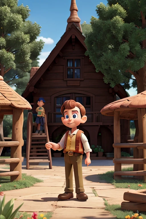 Pinocchio is playing in the playground.