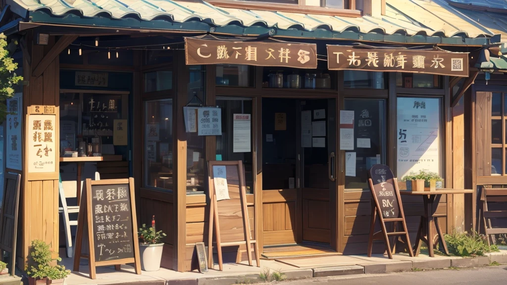 Cafe,detailed,超detailed,Cafe前で立っている女の子
