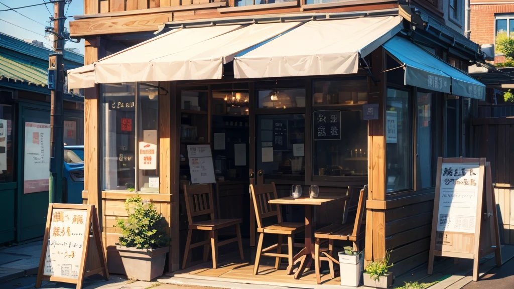 Cafe,detailed,超detailed,Cafe前で立っている女の子