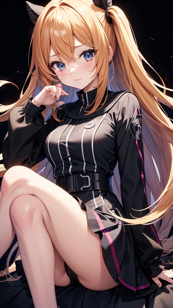 Anime girl with pitch black background