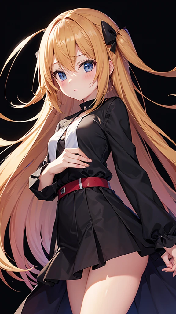 Anime girl with pitch black background 