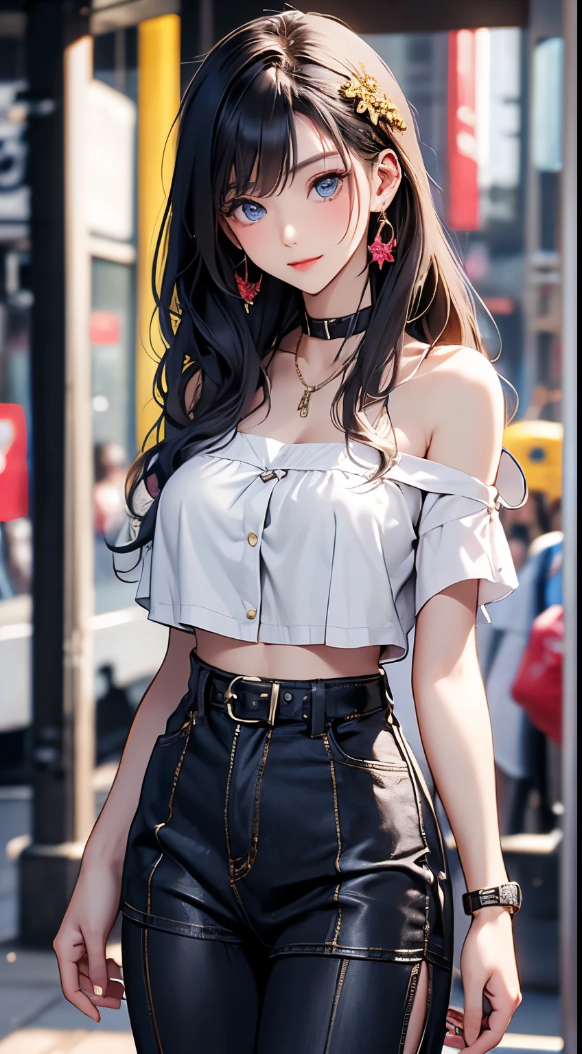 Highest quality,Very detailed,masterpiece,Very detailed,一人in,(Delicine eyes),(White Background:1.3),red eyes,Are standing,Belted skirt,[trench coin:20],jewelry, Mole_Down_eye, Looking_in_Audience, frills_hair band,Earrings