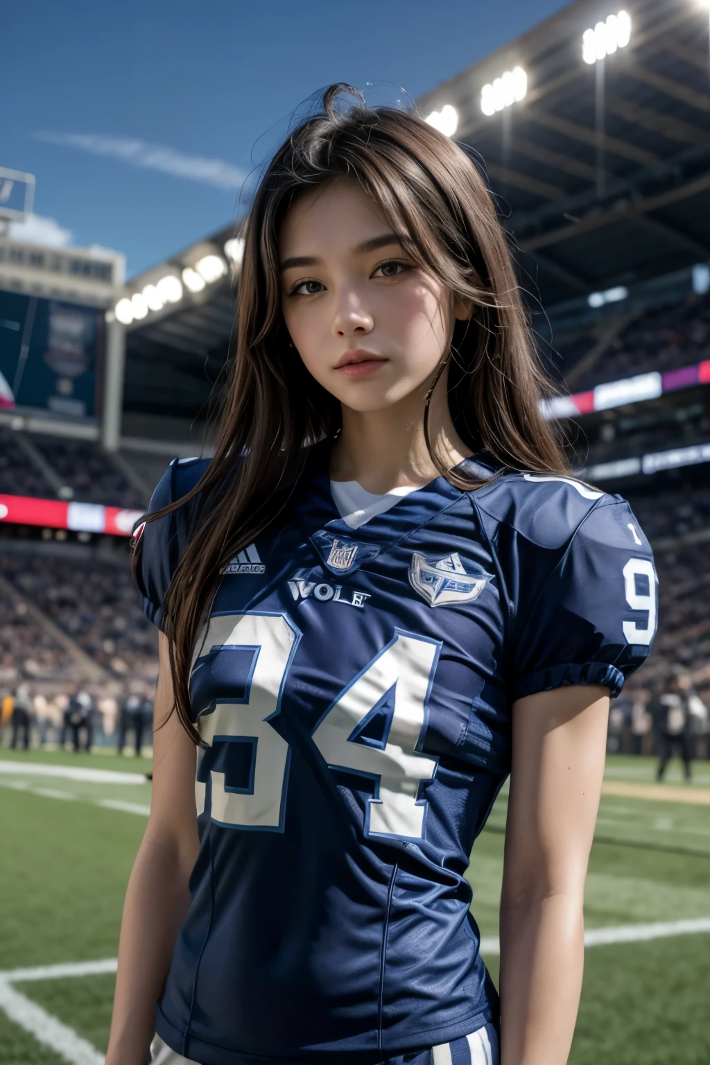 Wolf in blue football uniform