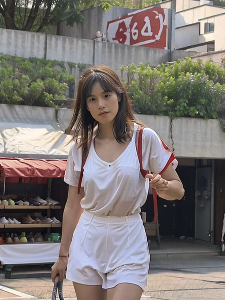 japonaise qui joue au tennis
