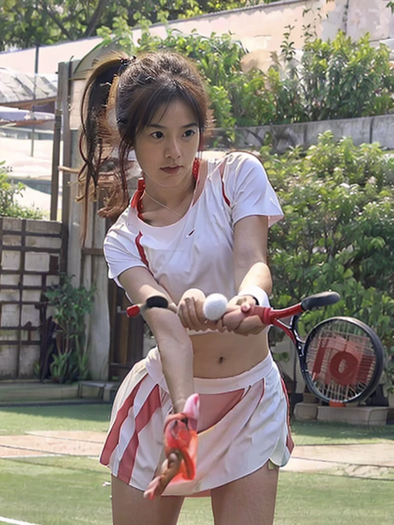 japonaise qui joue au tennis