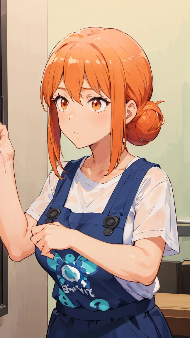 (Highest quality, 8K, masterpiece :1.3),Mrs. Yuigahama,ガハMom, As I expected, my youth romantic comedy is wrong。, One woman,Bun Hair,30 years old,Mom,Orange Hair,nsfw,Plump body,