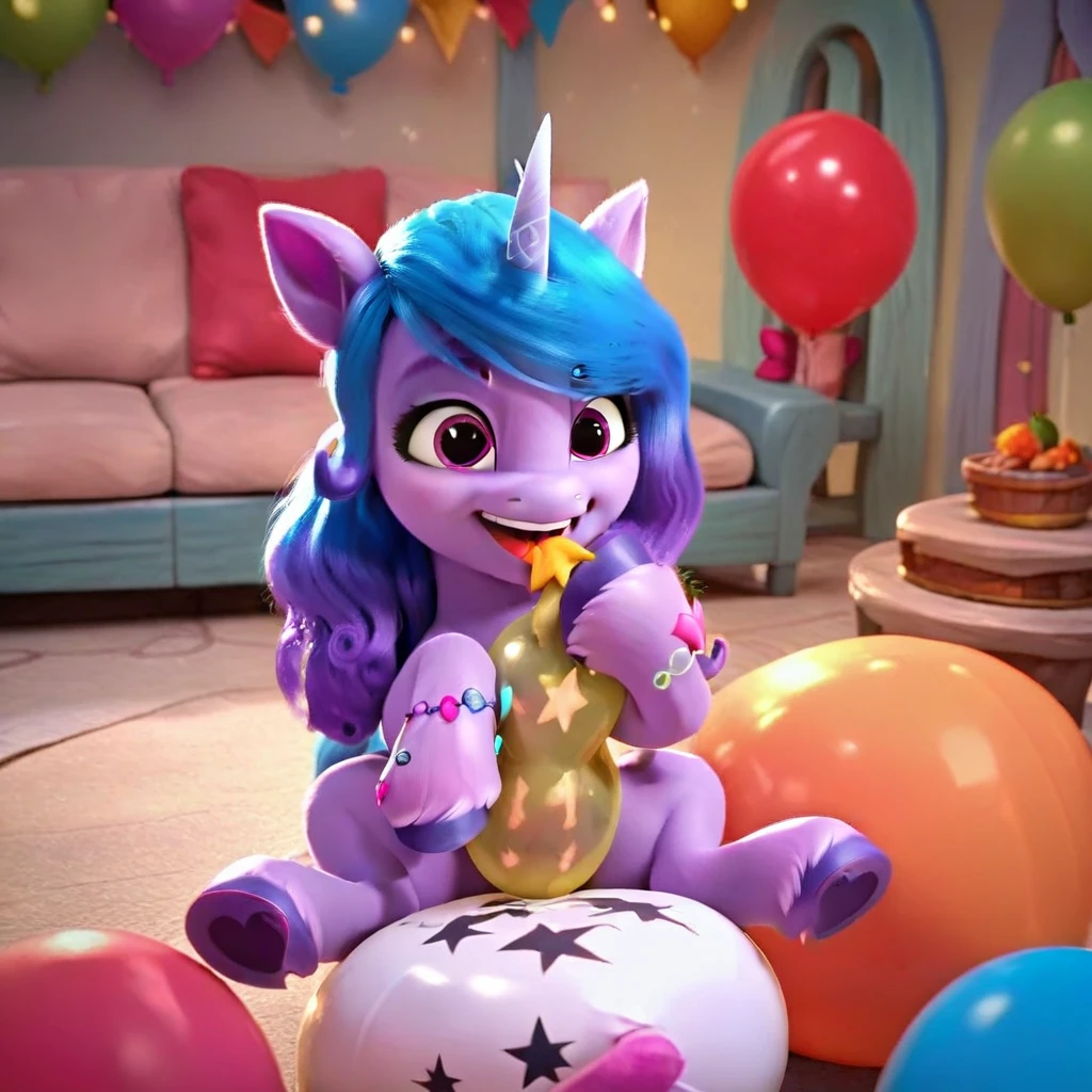 score_9, score_8_up, score_7_up, score_6_up, score_5_up, score_4_up, 
female, Izzy Moonbow, solo, looner, nonpop, balloon nonpop, detailed background, party, selfie, fanservice, plot, balloon fetish, balloon support, 3d, hd, 4k, solo,
safe, rating safe,
spread legs, plot, blowing up balloons, balloon blowing, wide hips, arched back, overinflated balloon, tight balloon, necked balloon, translucent balloon, white star print on balloon, balloon inflation, bouncing, squeaking, noisy, loud,
My Little Pony: Make Your Mark, My Little Pony: A New Generation, cinematic, dynamic angle, depth of field, bloom, subsurface scattering