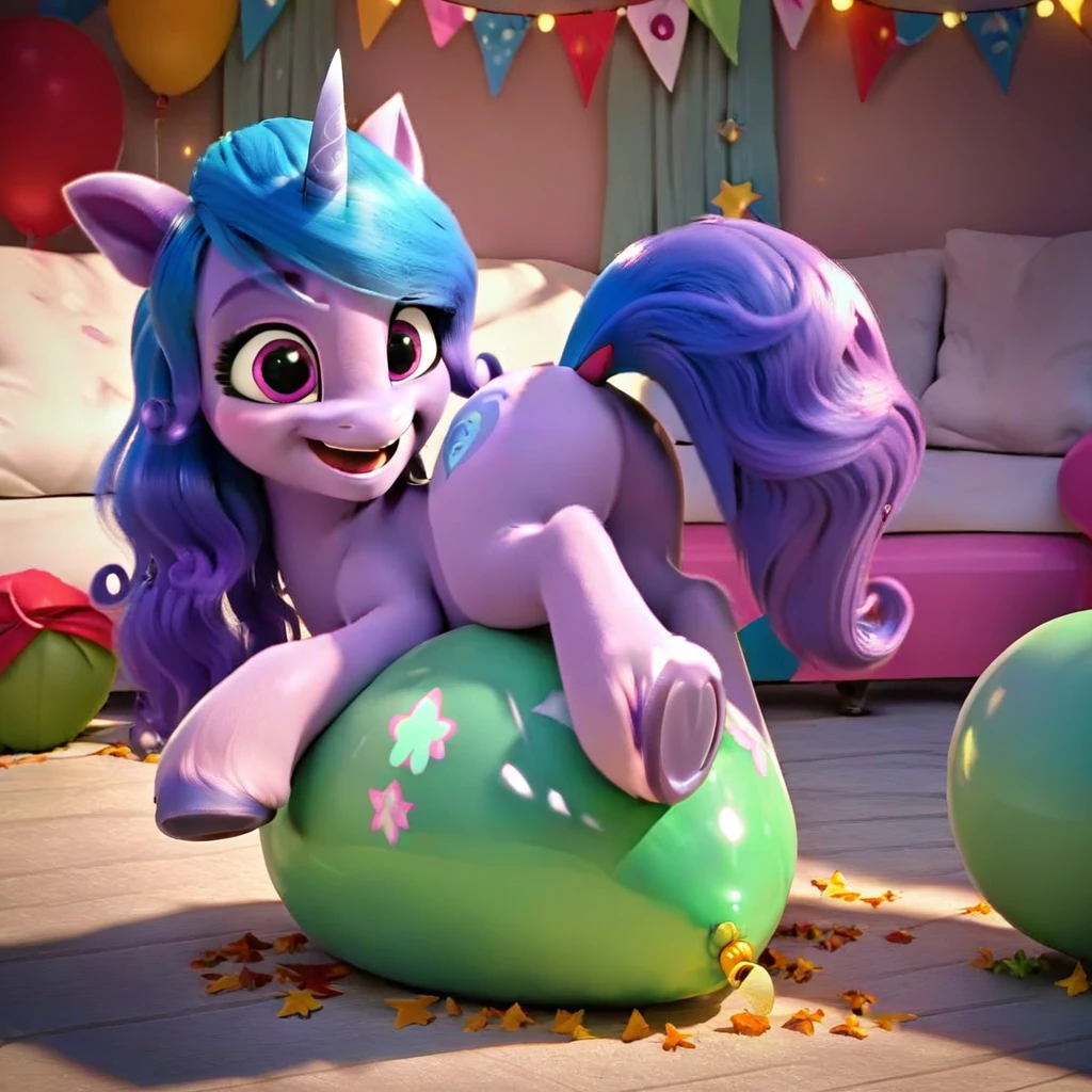 score_9, score_8_up, score_7_up, score_6_up, score_5_up, score_4_up, 
female, Izzy Moonbow, solo, looner, nonpop, balloon nonpop, detailed background, party, selfie, fanservice, plot, balloon fetish, balloon support, 3d, hd, 4k, solo,
safe, rating safe,
spread legs, plot, blowing up balloons, balloon blowing, wide hips, arched back, overinflated balloon, tight balloon, necked balloon, translucent balloon, white star print on balloon, balloon inflation, bouncing, squeaking, noisy, loud,
My Little Pony: Make Your Mark, My Little Pony: A New Generation, cinematic, dynamic angle, depth of field, bloom, subsurface scattering