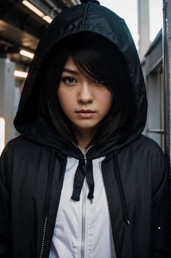 Create a hooded anime