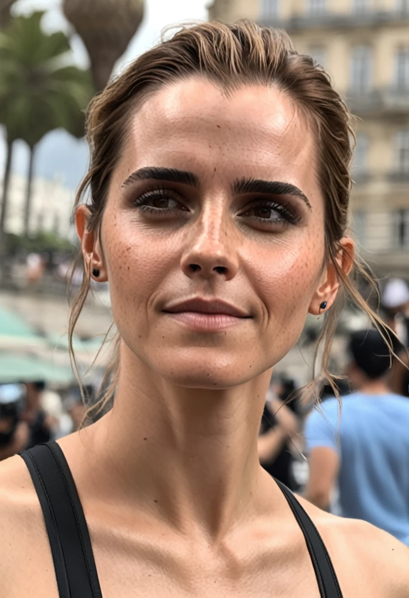  (( high quality random Erotic celebrity  shot ))  ( Emma Watson , SDXL , oily face, wonderful smile , phphotoshoot , she is on a vacation area, Photorealistic , 45yo woman,lora, random expression , random move  , woman, actress , realistic babe )  ,tight sweaty  mini sexualized tshirt ,  extremely realistic skin texture , extremely erotic photo :1.4, random click:1.4 , tall woman, fit fleshy figure ,  tired woman, shiny sweaty skin , erotic angle (  depth of field, detailed face  insanely detailed skin texture, perfect body parts ??????? ,hyper detailed features )