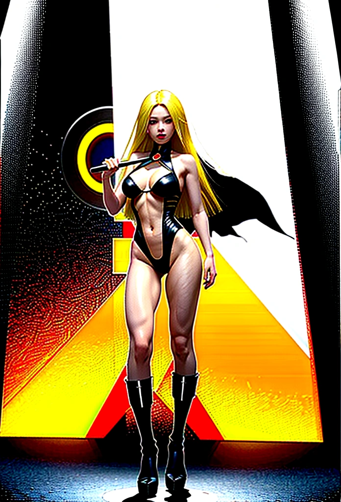 Combat Actions, Holding Weapons, Full Body,yellow HAIR, Super Sexy ,ultra-detailed, ((High resolution)),((high detailed))