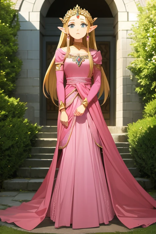 Princess Zelda in long pink dress