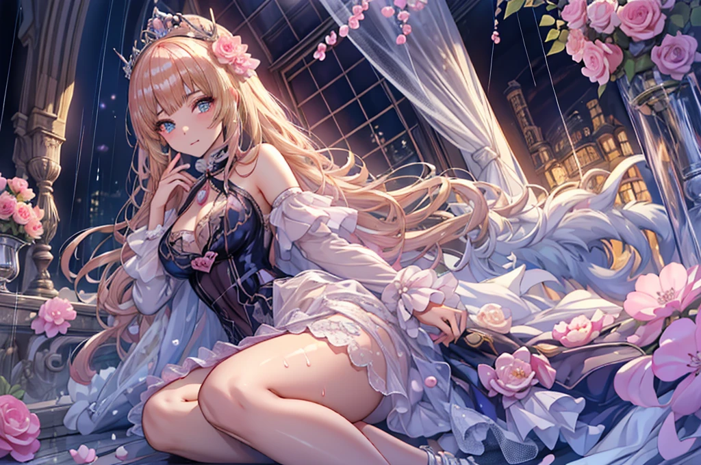 Ruffles sewn into a large number of clothes Panier Berry Long Skirt Illustrated style Anime Style Frown Very small mouth Smile shyly ergarteners Very short stature Babyutiful girl Very cute clothes very large chest Very distended chest Pink cheeks In the city Princess Room Sleeping in a cute frilly bed with a canopy Blonde Long Hair Super Curly Hair Super long sideburns 濡れて透けたSee-throughの衣服 Wet and sheer turtleneck shocking pink silk wedding dress Princess Tiara Wet and transparent very long shocking pink silk skirt Wet and transparent pearl white silk tights Wet and transparent pearl white silk innerwear Metallic luster A large amount of hot pink silk ribbons attached to the clothes Soaked in the rain Wet and transparent pearl white super long silk gloves Shocking pink silk pantyhose with fine embroidery that becomes transparent when wet silk garter belt Pitiful clear Big eyes Droopy eyes Shocking Pink Rouge Super long white leather boots Wet and see-through white silk bodysuit See-through Clothes that are see-through from the rain Clothes are wet with sweat and transparent