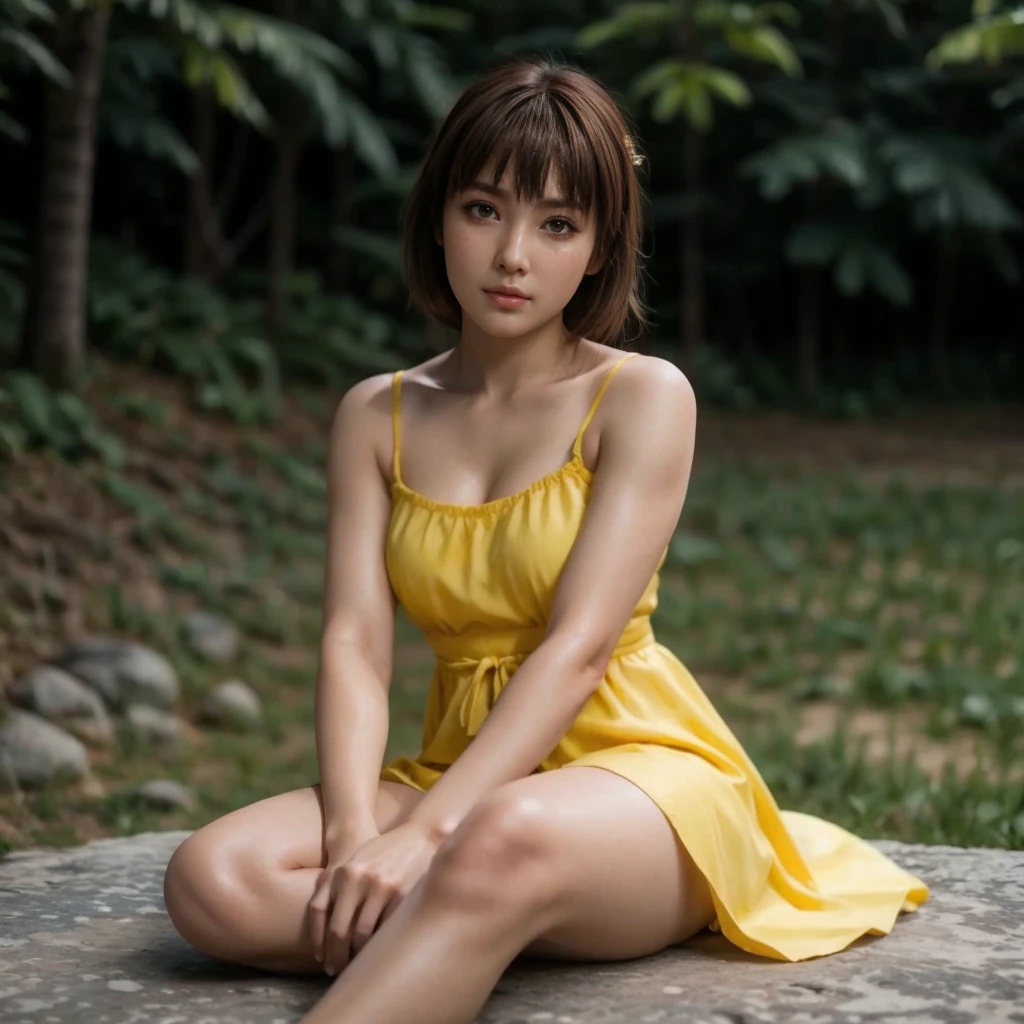 Kasumi, brown eyes, (best quality, ultra-detailed), (realistic:1.37), beautiful and detailed face, ultra-realistic texture, delicate face, delicate body, red lipstick, bright colors. High definition, 8K,