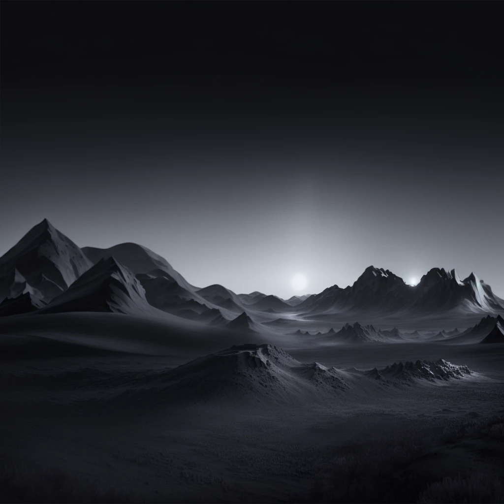 Arafud Mountains landscape with sun shining, dark desert background, beautiful dark landscape, Somewhere in the desert, Inspired by Michal Kartz, Moon Landscape, Nicolas Delort, dark landscape, Inspired by Michal Karz, Alien Landscape view, Alien Landscape, empty desert, In a quiet vast desert, dune