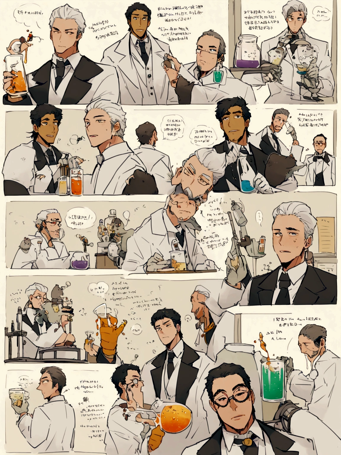 arafed man in a lab holding a glass with a liquid inside, he is in a alchemist lab, mad scientist working, portrait of a rat mad scientist, poetic sequence in mr. clean, russian lab experiment, elite scientist, portrait of a male hydromancer, scientist, in an underground laboratory, foxish guy in a lab coat, molecular