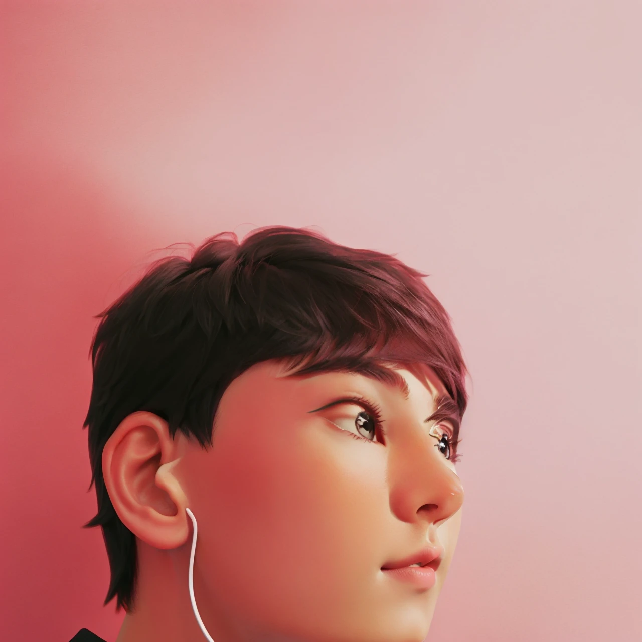 best quality, 1boy, solo, cartoon portrait , simple background, short hair, pink lips, black hair, black shirt, black glasses