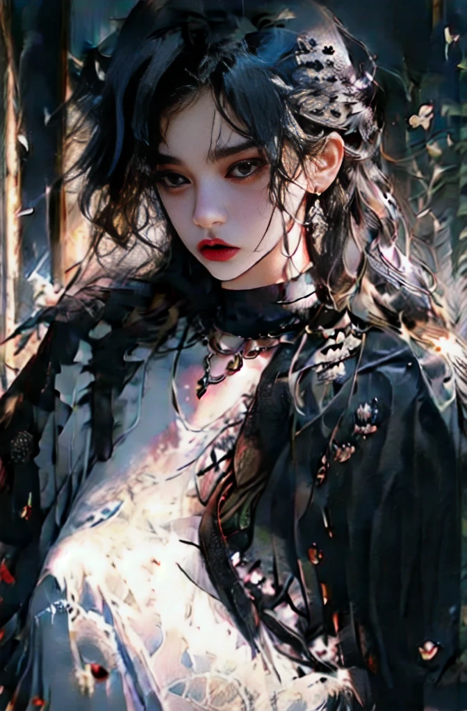 a 26-year-old girl with brown eyes and red short curly haired. sad and tired, girl wearing simple poor quality clothes, she is beatifull but tired and sleep deprivired