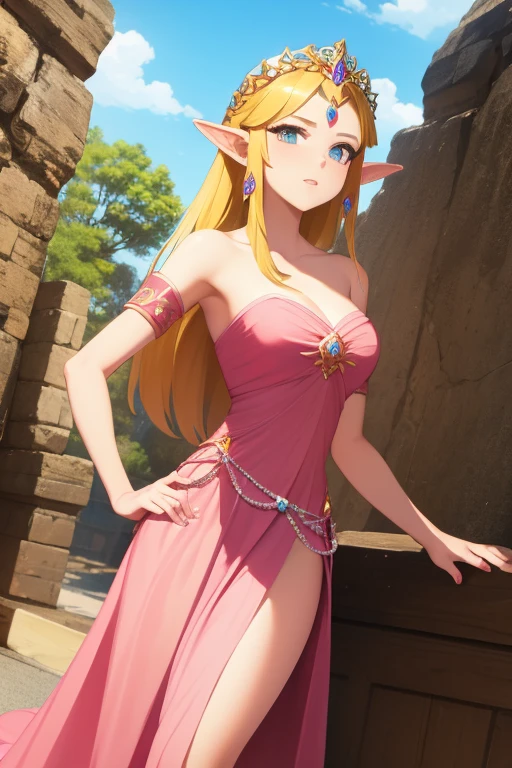 So Sexy and hot Princess Zelda in long white dress