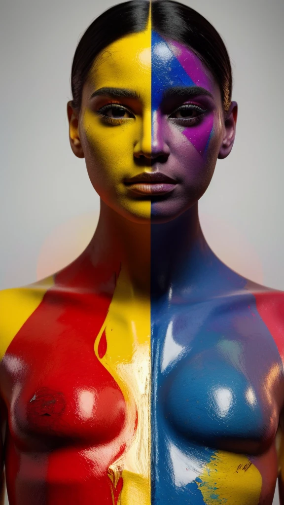 Creates an abstract image in various ways using only primary colors that, when applying different image filters, create dark faces that cannot be seen with the naked eye., subliminal messages, digital art, render, midjourney v5, FHD, 24K