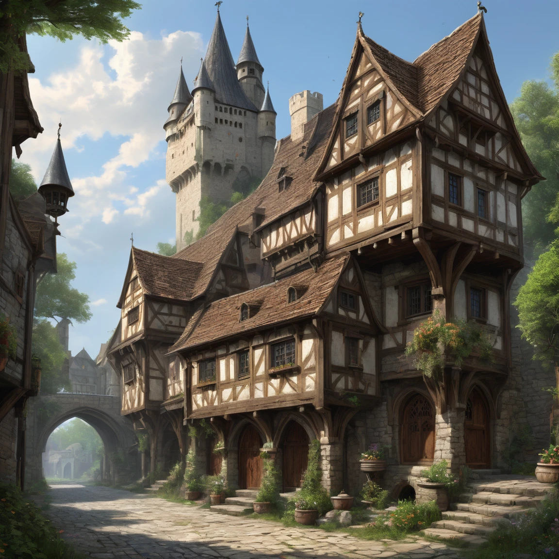 ((best quality)), ((masterpiece)), ((realistic,digital art)), (hyper detailed), (kislev ambassy), ground view, (medieval fantasy style)