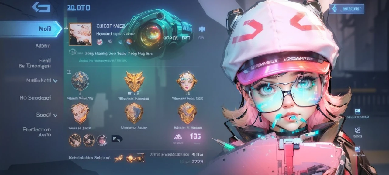 Beautiful woman medium hair, wearing cap, cyberpunk style short clothes