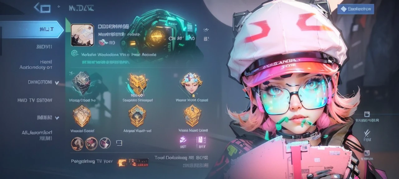 Beautiful woman medium hair, wearing cap, cyberpunk style short clothes