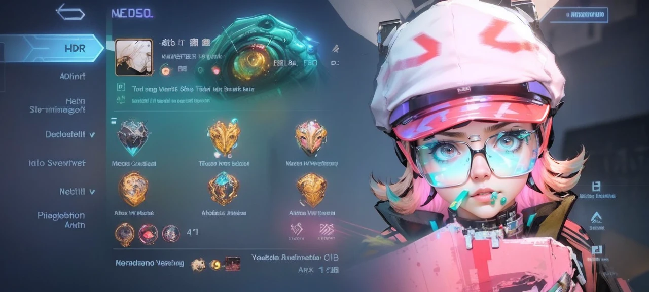 Beautiful woman medium hair, wearing cap, cyberpunk style short clothes