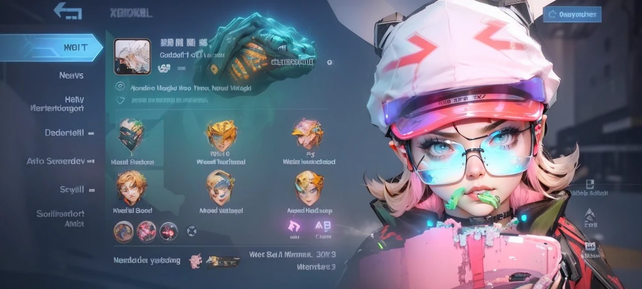 Beautiful woman medium hair, wearing cap, cyberpunk style short clothes