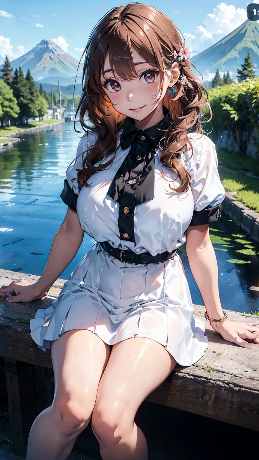 (((8k, 16k, masterpiece, highest quality))),Absurd,Confused,((Detailed face, Professional photography)),超High resolution, (Realistic: 1.4), RAW Photos, highest quality, (PhotoRealistic Stick), concentrated, Soft Light, (((()))), ((Japanese)), (((Young Face))), (surface), (Written boundary depth),Attention to detail, Detailed hairstyle, Beautiful face in every detail, Hyper Real, Perfect limbs, Perfect Anatomy ,A face like a famous Japanese idol, Perfect female body,(((A shy smile,透明なdouble eyelid,Very big eyes:1.7,Clear Eyes))),((Super cute)), Very cute, Famous idol:1.5,(cuteMaid服の女の子:1.5), Thick outline, Very clear contours, Rich colors, Written boundary depth,Very detailed,High resolution, Very sophisticated and beautiful, ((Beautiful brown eyes:1.7)), Beautiful and detailed,Droopy eyes, Detailed faceの特徴,(Round pupils:1.7), (Beautiful and delicate eyes),(非常にDetailed face)),(Attractive face),(smile:1.3),Embarrassing:1.9,blush:1.9,(View your viewers:1.7),Observe the audience, ((((From below:1.9)))), Face Focus, Short Bob,(((Beautiful hair:1.9,))), Asymmetrical bangs,Glowing Skin, Fine skin, Fair skin,Perfect Anatomy ,Small waist,double eyelid,8-year-old,10 years oldd,(((Deep cleed blouse,A fluttering navy blue frill skirt,Red collar:1.5))), Touching the cleavage with your hands,Maid,(((Beautiful breasts, Very large breasts, Amazing big tits:1.9,Breast enlargement:1.9,Pointed Chest))),Spread your legs wide:1.5, Spread your legs wideください1.9, Kneel,Knee-length skirt,cute,cute顔,(((The whole body is visible))),Baby Face,(((Wet thighs:1.7))),Young Face,幼いsmile,The whole body is visible,great joy,大きなsmile、