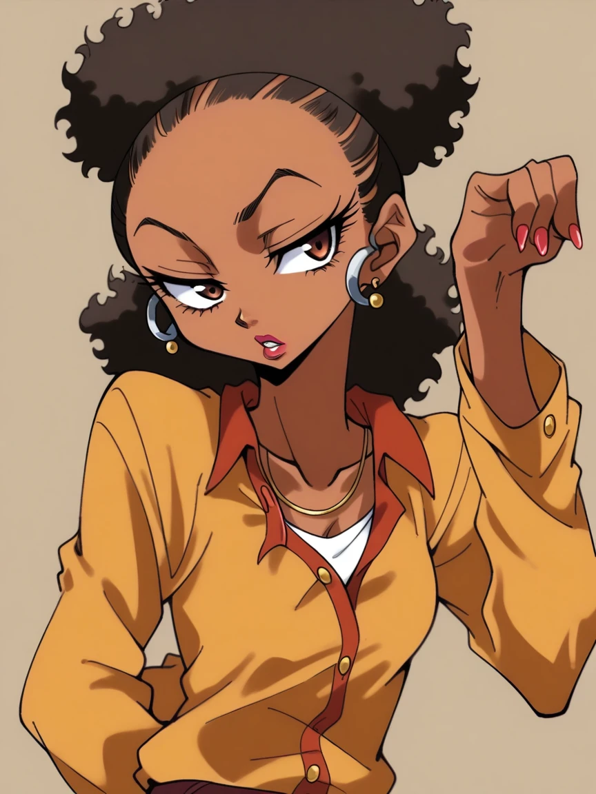 boondocks, pretty adult black female, 20s, dark skin, seductive pose, 