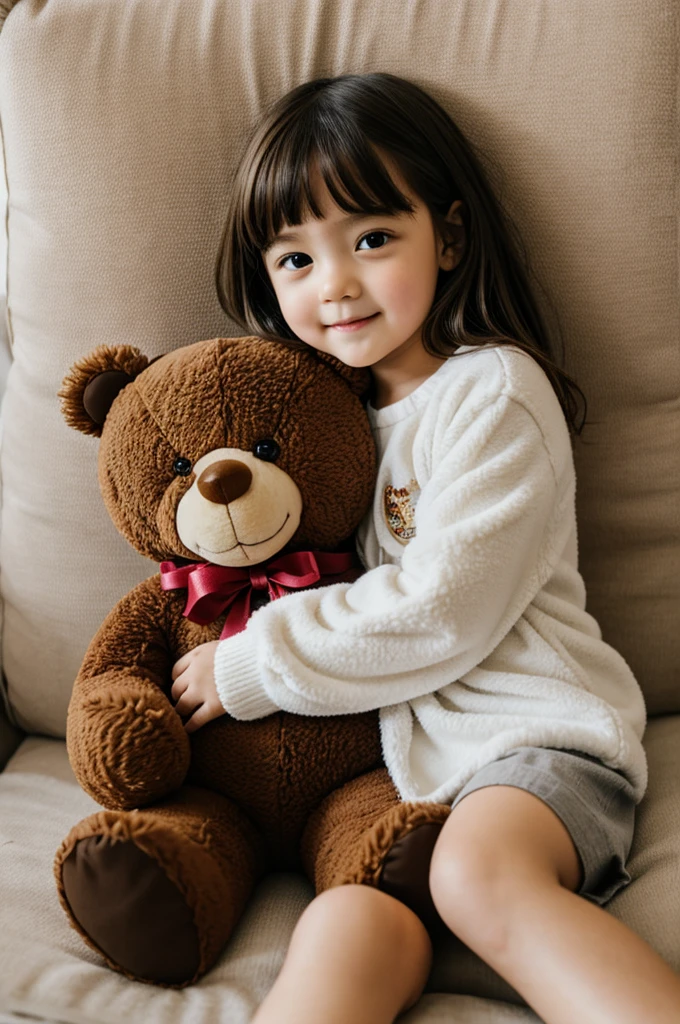 girl, who found her favorite teddy bear toy