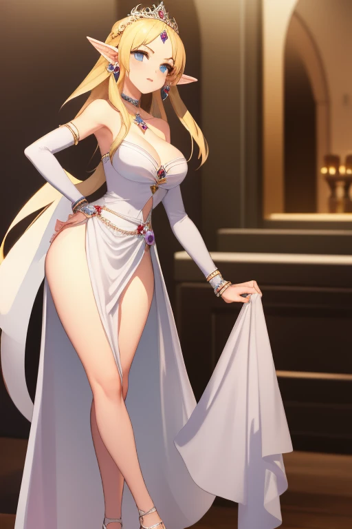 So Sexy and hot Princess Zelda in long white dress