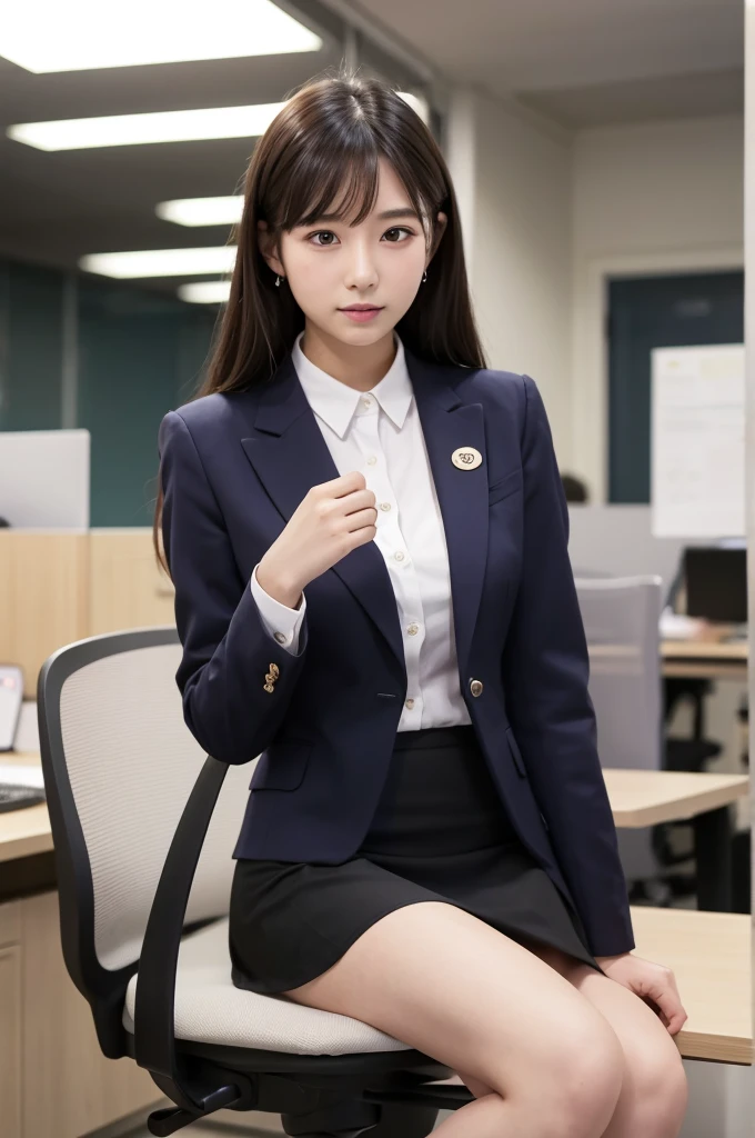 20-year-old、woman、secretary、D Cup、office、suit、mini skirt