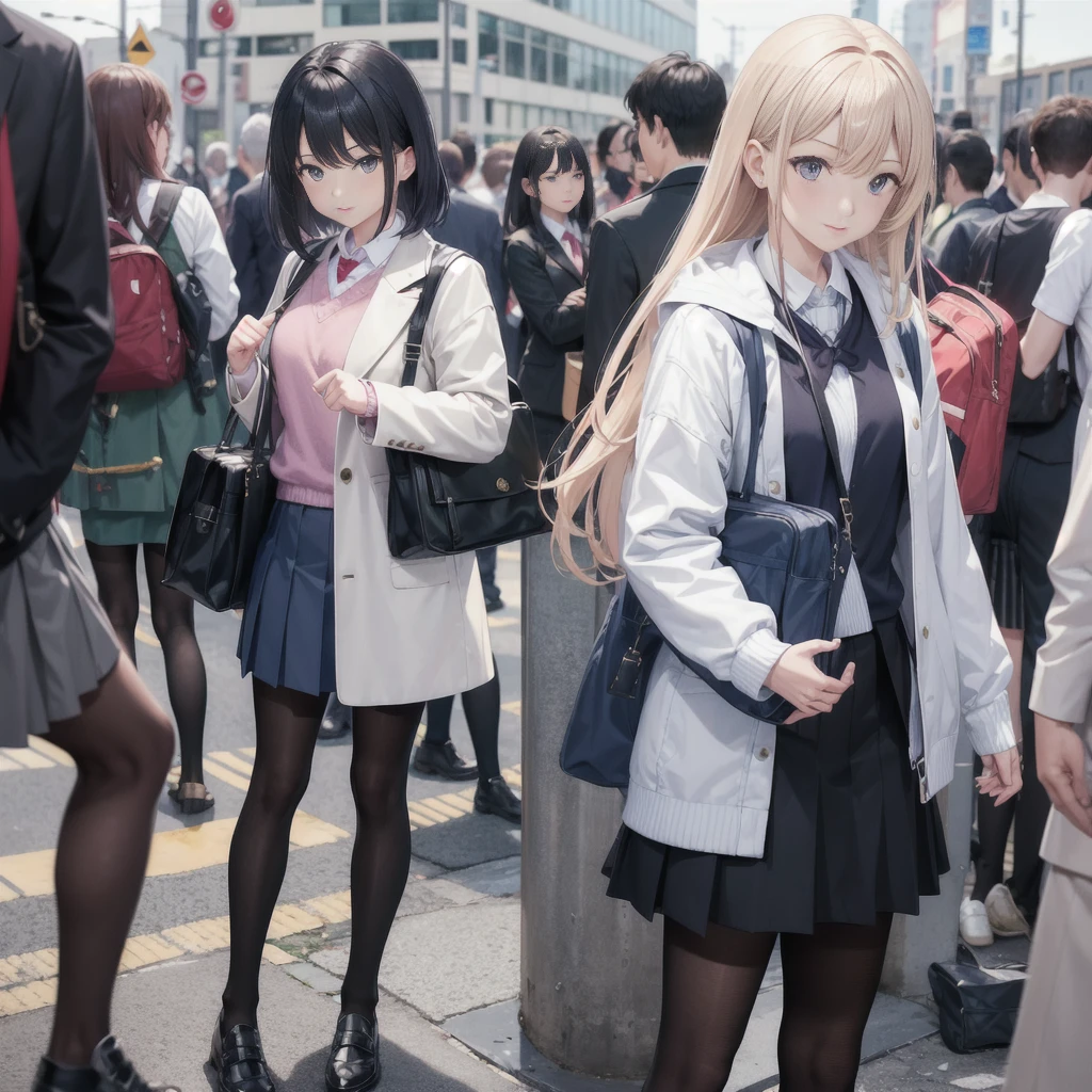 Man standing next to a train々Group of, photograph, Umeo Kenei Toshi, tumbler, Wearing skirts and pantyhose, school bag, hidden camerphotograph, Sexy Style, White jacket,  Blurry, Two Women, dark blue, fart, Align Right, Runway, Asian, photograph, Alliance, Atmospheric、Flip up the skirt